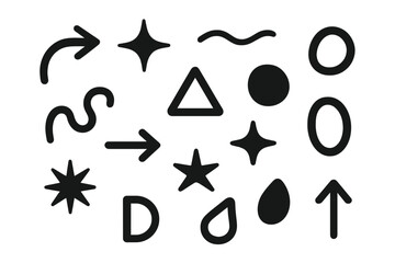 Poster - Shapes and symbols in black and white creative design for modern art projects and graphic design applications