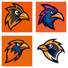 Poster - Four square images displaying different color variations of an eagle head logo on orange backgrounds