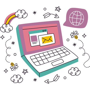 Set vector computer cute cartoon