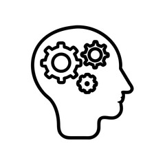 Poster - Human head with gears concept for thinking process problem solving and intelligence idea