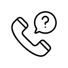 Poster - Phone support help desk customer service question mark icon vector illustration line art