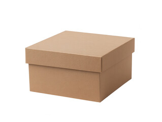 Poster - Brown Cardboard Box with Lid Isolated on White
