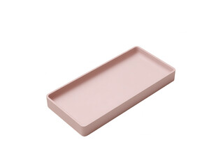 Poster - Minimalist Light Pink Rectangular Tray on White Background, Clean Simple Design, Pastel Color, Soft Light, Product Display, Presentation Stage