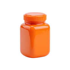 Poster - Orange Plastic Jar: Blank Packaging for Supplements, Vitamins, or Cosmetics on White