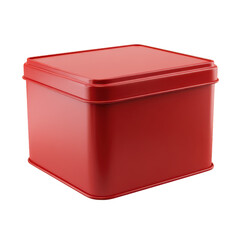 Poster - Red Metal Square Tin Box Container, Angle View Isolated