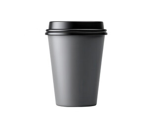 Poster - Matte Gray Paper Coffee Cup with Black Lid on White