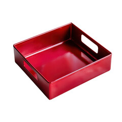 Poster - Bright Red Rectangular Serving Tray with Handles, Isolated