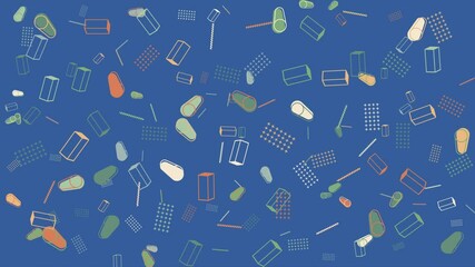 Wall Mural - Blue geometric abstract pattern. Abstract seamless memphis loop video background.