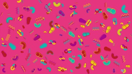 Wall Mural - Vibrant pink 90sstyle abstract pattern. Abstract seamless memphis loop video background.