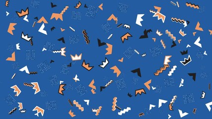 Wall Mural - Blue 90s style abstract pattern. Abstract seamless memphis loop video background.