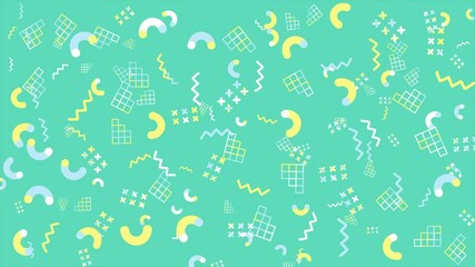 Wall Mural - This teal image shows a 90s style abstract pattern. Abstract seamless memphis loop video background.