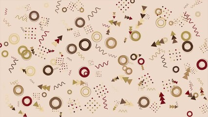 Wall Mural - Abstract pattern of circles triangles and squiggles. Abstract seamless memphis loop video background.
