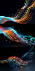 Leinwandbilder - A dynamic display of flowing data streams and abstract patterns creates a futuristic design