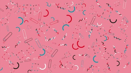 Wall Mural - Pink abstract geometric pattern. Abstract seamless memphis loop video background.