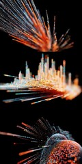 Leinwandbilder - A futuristic display of abstract data streams and vibrant patterns creates a dynamic design