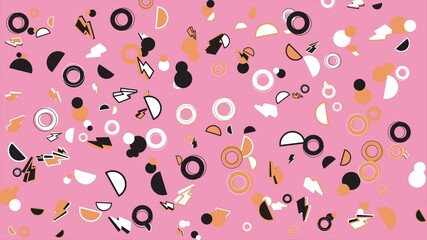 Wall Mural - Pink image shows a fun abstract geometric pattern. Abstract seamless memphis loop video background.