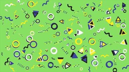 Wall Mural - Vibrant 80s style geometric abstract design. Abstract seamless memphis loop video background.