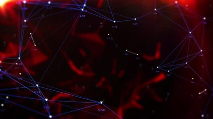 Aufkleber - Digital number data transfer in network connection technology cybersecurity. Global business structural line connecting sharing information 4K motion background.