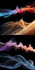 Leinwandbilder - A quartet of abstract digital network backgrounds with colorful data streams