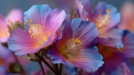 Poster - Colorful flowers with intricate details and soft petals, creating a vibrant and artistic floral composition.