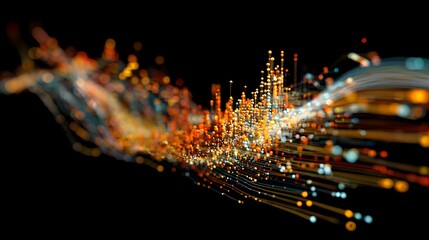 Leinwandbilder - A mesmerizing abstract background with glowing particles and flowing data streams