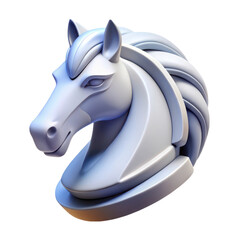 Leinwandbilder - Sculpted white knight chess piece high quality 3d rendering icon land transportation isolated on white background