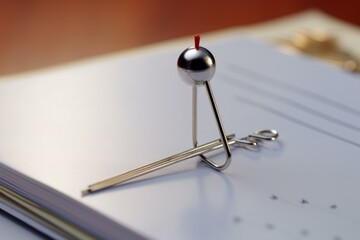 Poster - Metal paper clip holding important date marked with red pin on calendar page
