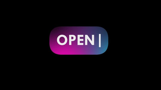 Motion text Open with rounded shape.