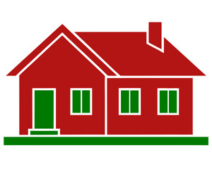 Poster - Red and green simple house icon design perfect for various digital applications