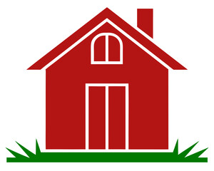 Aufkleber - Red house vector icon with grass and transparent design suitable for uiux projects