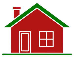 Aufkleber - Simple vector illustration of a house with a green roof and a chimney