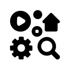 Poster - Black uiux elements play pause arrows vector icons with transparent background