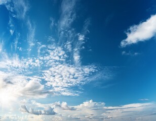 Wall Mural - beautiful blue sky and fluffy clouds panorama with sunlight