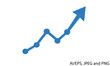 © game - Blue line graph with dots showing upward trend and arrow