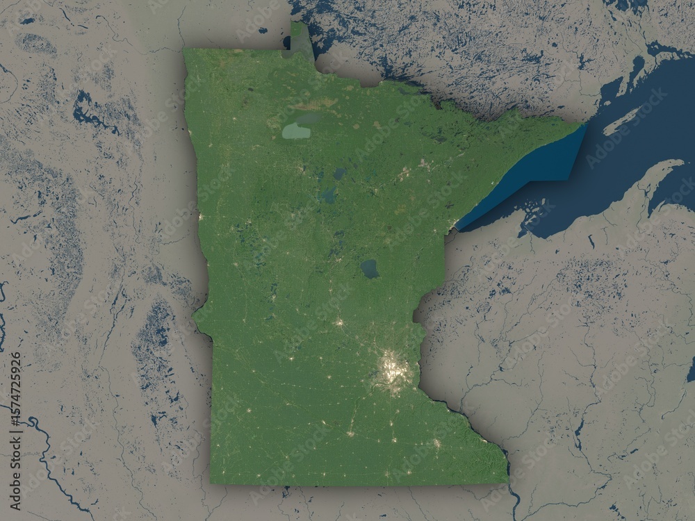 Minnesota Border Map Very detailed map of Minnesota with clear state borders and visible ...