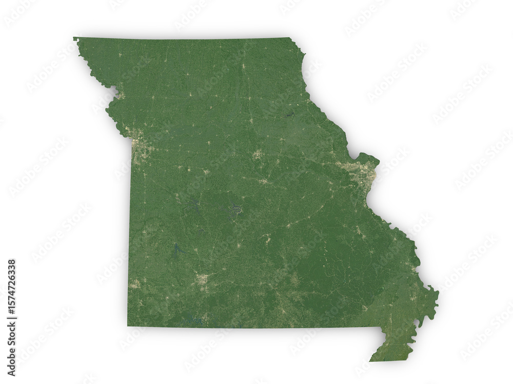 Sentinel Missouri Realistic map of Missouri isolated on transparent background. Contains ...