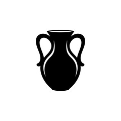 Poster - A simple black silhouette of a vase with two handles on a white background in a vector graphic style