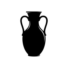 Poster - A silhouette illustration of a black vase with two handles on a white background in a vector format