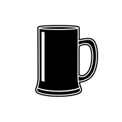 Poster - A black and white illustration of a beer stein with a handle on the right side of the stein design