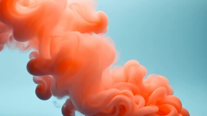 Poster - Abstract cloud-like form of coral-colored ink in water