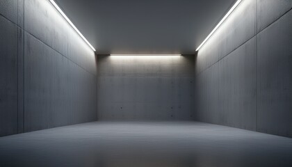 Poster - empty abstract concrete wall and lateral lights interior concept background 3d render