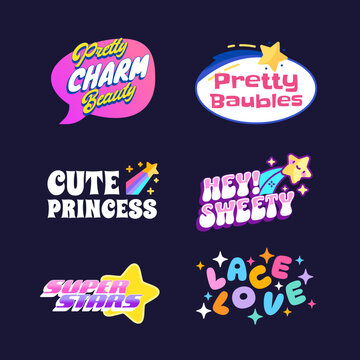 Embrace colorful expressions with fun and playful graphic stickers featuring stars, charm, baubles, and lace design.