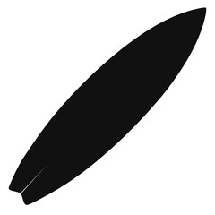 Poster - Bold black silhouette of a classic surfboard perfect for summer beach and surf designs