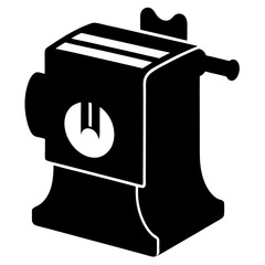 Poster - Simple black silhouette of a classic pencil sharpener with a circular opening
