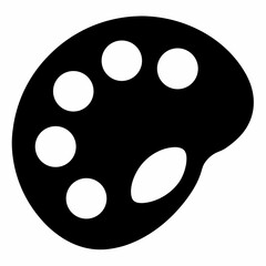 Poster - Clean black silhouette graphic of an artist s painting palette with a realistic handle