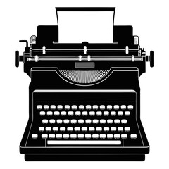 Poster - Classic black silhouette of a vintage typewriter perfect for retro design projects
