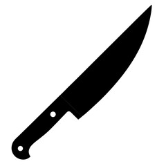 Poster - Sharp black silhouette of a single knife with a realistic shadow effect