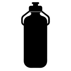 Poster - Clean black silhouette of a modern reusable water bottle for hydration and healthy lifestyle