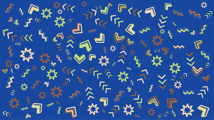 Wall Mural - Blue background with colorful abstract shapes. Vector for abstract background, presentation, website, and creative poster.