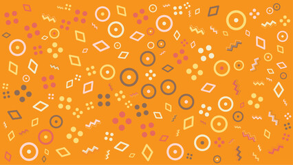 Wall Mural - Abstract pattern of circles and diamonds on orange. Vector for abstract background, presentation, website, and creative poster.